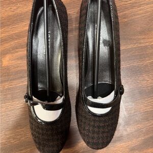Vaneli Black and Brown Houndstooth Heels